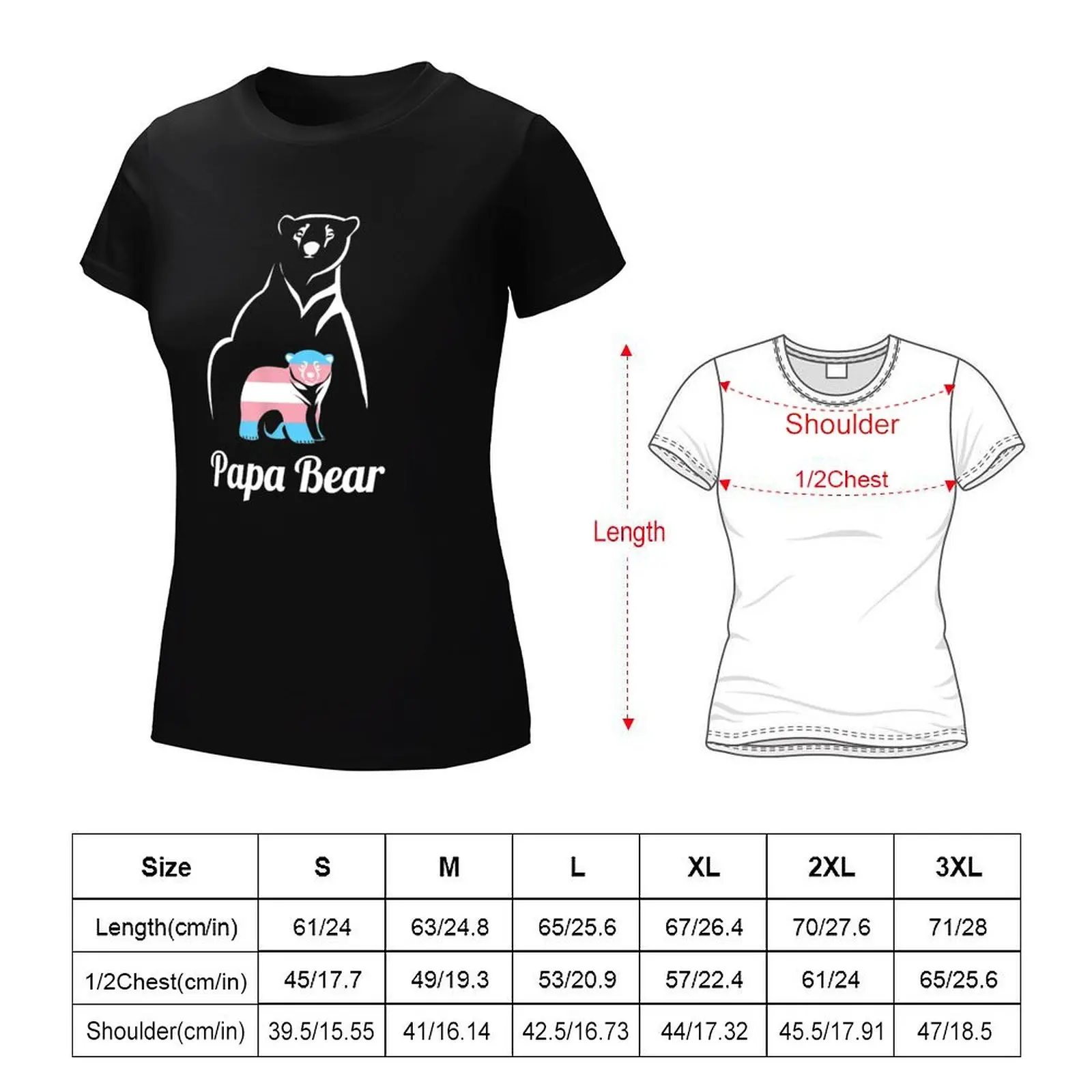 Papa Bear Transgender Dad Trans Child LGBT Trans Pride T-Shirt summer top summer clothes Women's tee shirt