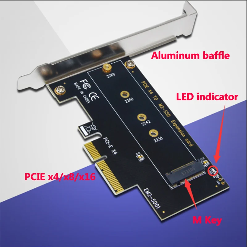 

M.2 для NVMe SSD к PCIE X4 адаптер M Key интерфейсная карта поддержка PCI Express 3,0x4 2230-2280 Размер M.2 высокая скорость