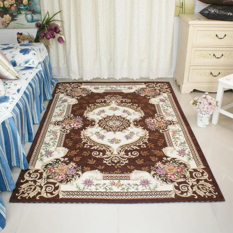 Classic Europe Carpet Jacquard Pastoral Rug Carpet For Living Room Home Bedroom Rug Decor Floor Table Woven Persian Rug Washable