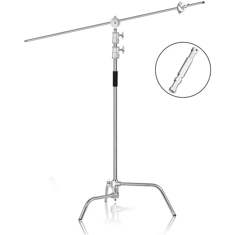 Heavy Duty C Stand Max Height 10ft /300cm  Adjustable Photography Stand with 4.2ft/128cm Holding Arm