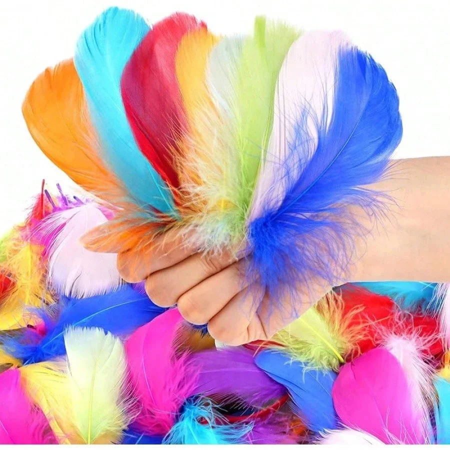 

100pcs Colorful Goose Feathers 4-8cm Feathers for DIY Crafts Costume Hat Wings Dream Catcher Decoration Bulk Mixed Colors