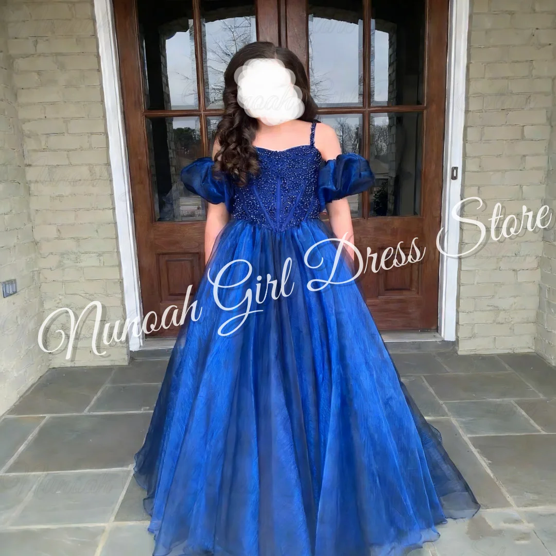 

Королевские синие платья для девочек на свадьбу, без рукавов, с кристаллами, для фотосессий, на Первое причастие, на заказ