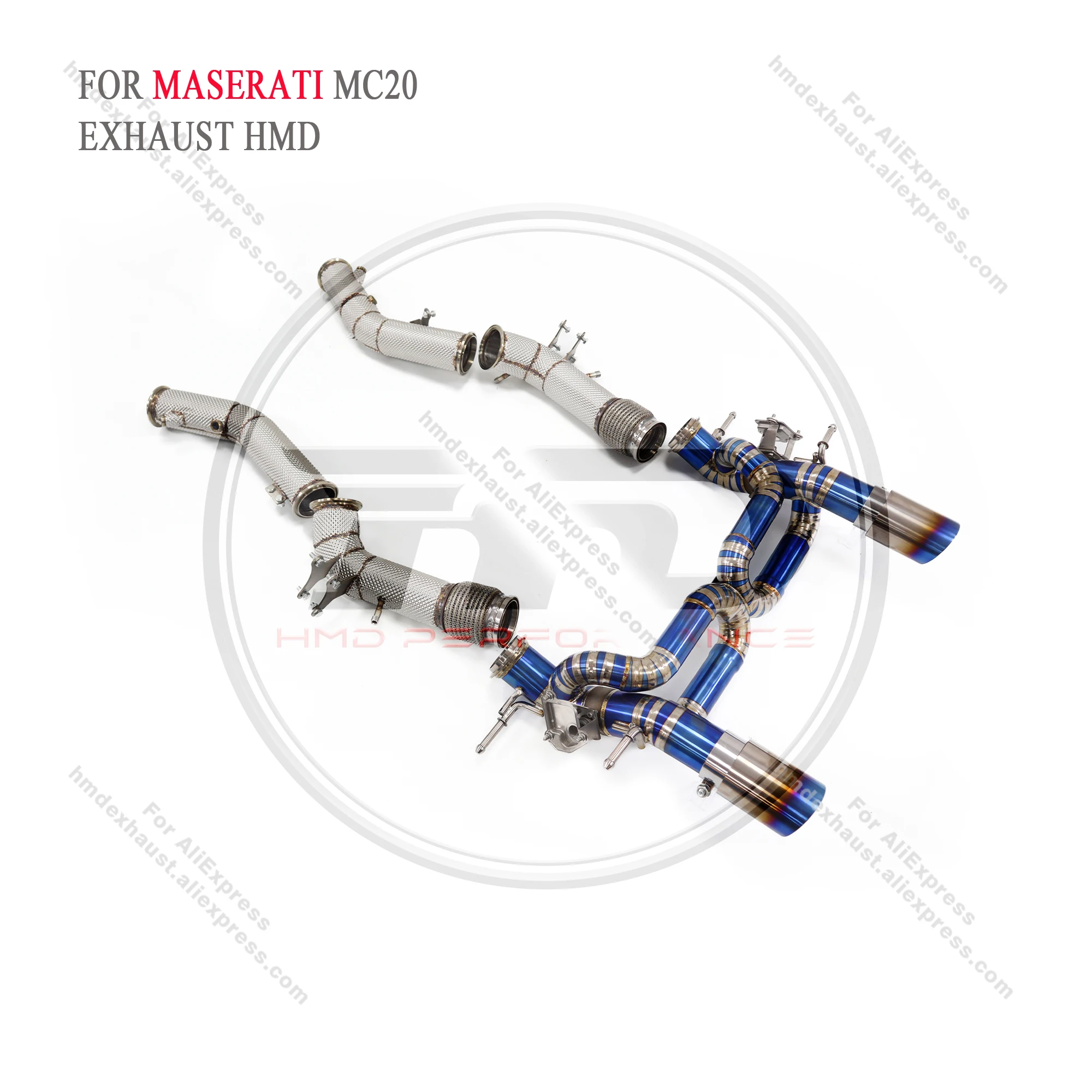 HMD Titan-Abgasanlage Performance Catback für Maserati MC20 Catless Downpipe mit Hitzeschild
