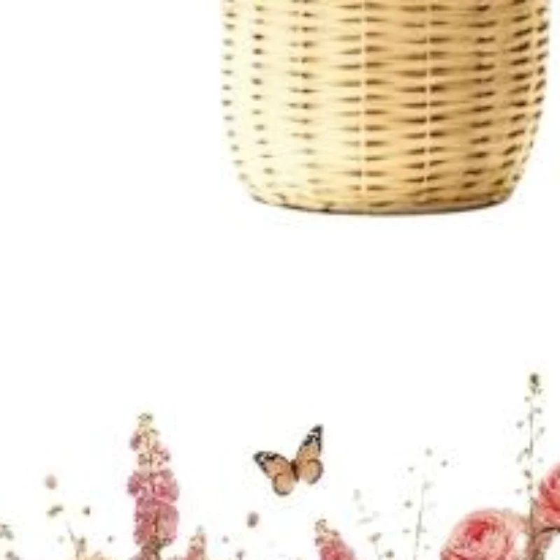 Waterproof Self Adhesive Pink Rose Fence Wall Sticker With Butterfly Pattern For Living Room Bedroom Baseboard Home Decoration