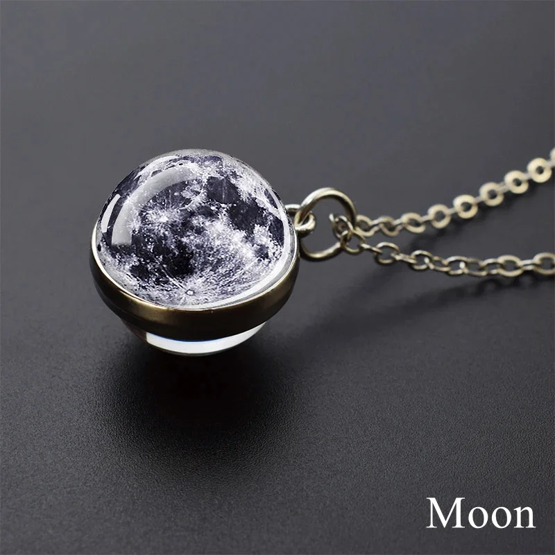 Glow In Dark Solar System Planet Necklace Moon Earth Jupiter Neptune Mars Venus Mercury Glass Ball Pendant Necklace Fashion Gift