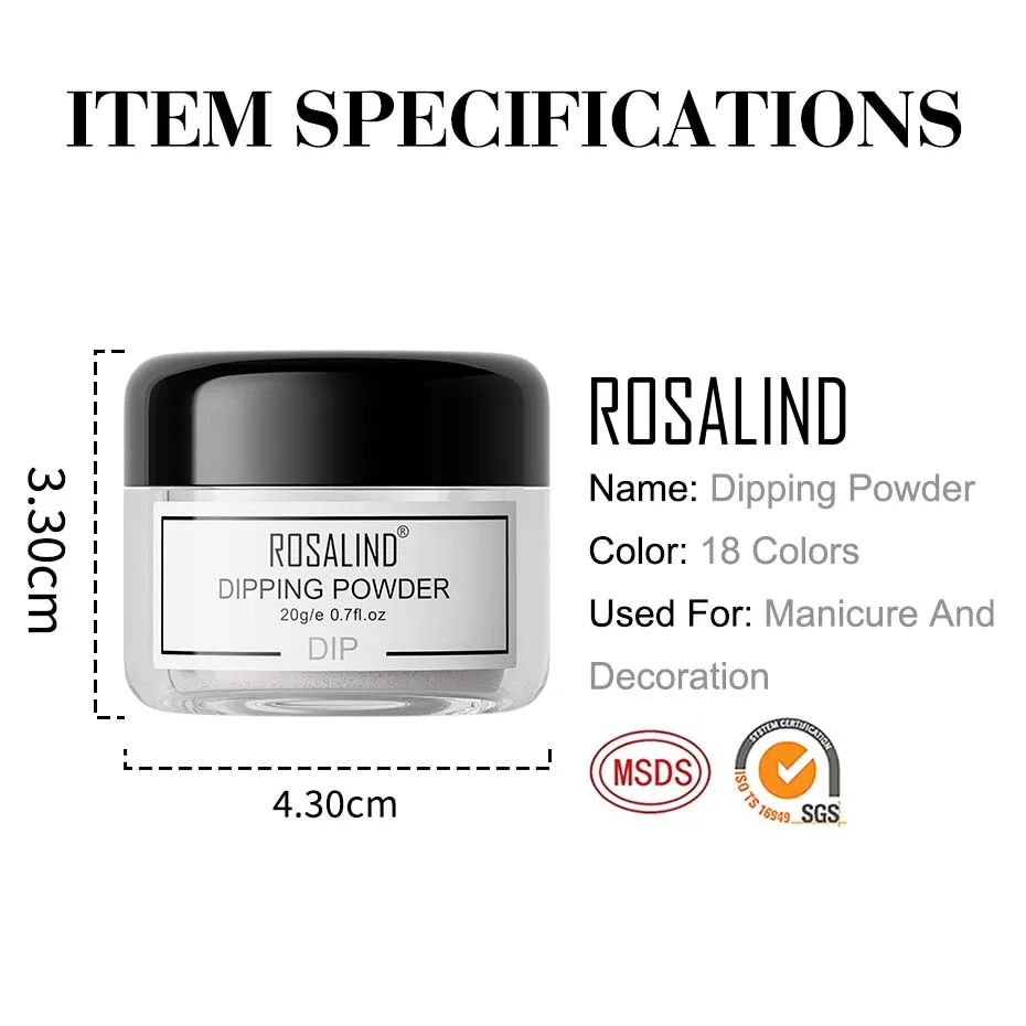 ROSALIND Dipping Powder Dip Glitter Dust Manicure Pure Nail Powder Decoration for Dip Extension Nail Art Design Gel Air Dry