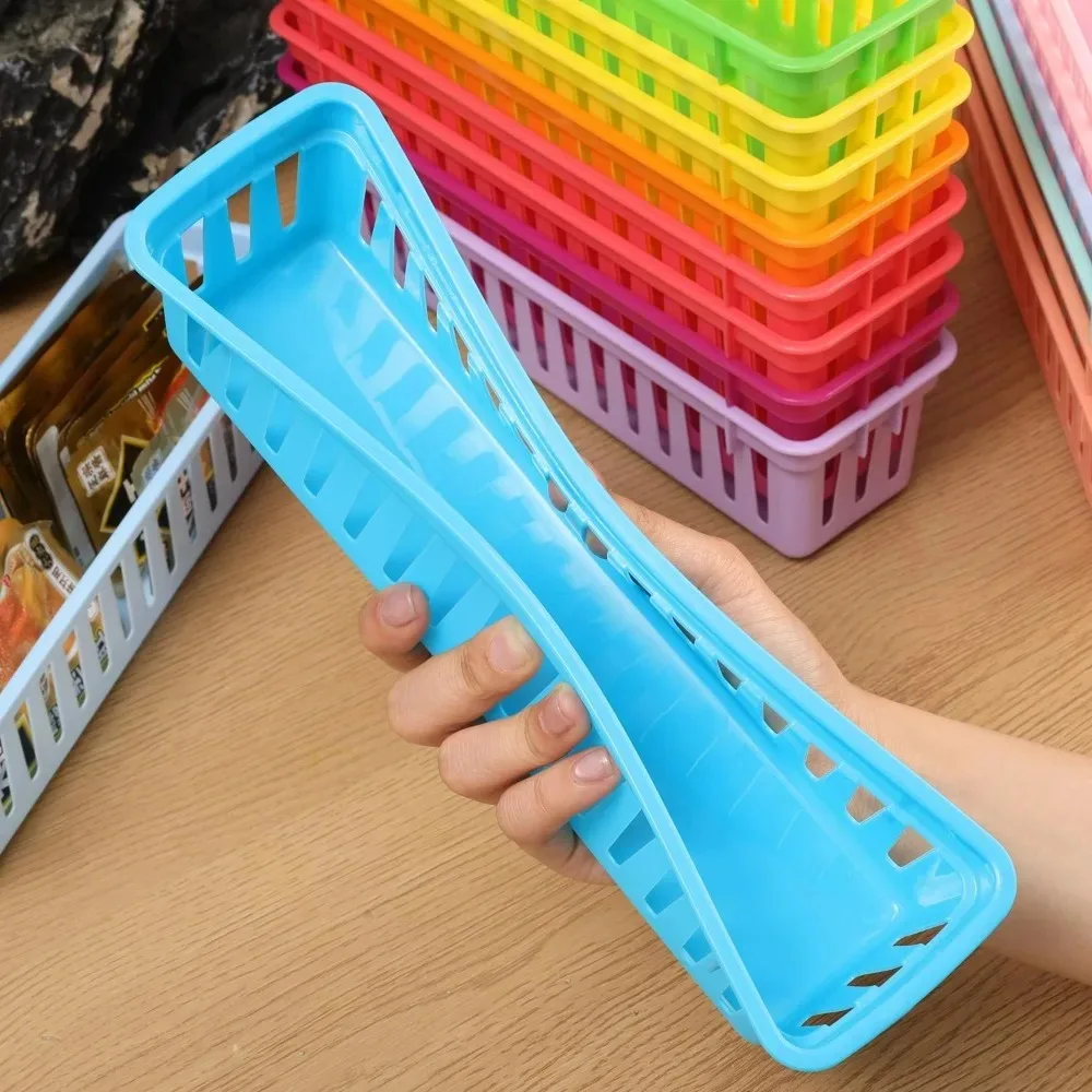 Stackable Storage Tray, Colorful Plastic Pencil Basket,Classroom Desk Organizer for Crayons&Stationery Pen Holder,Christmas Gift