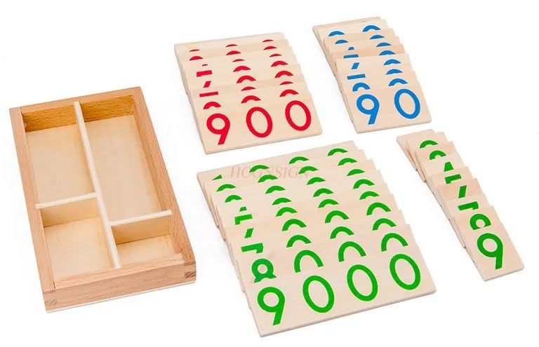 Children Wooden Montessori Number Digital 1-9000 Cards Toys For Students Learning Small Size Educational Early Educational Toys