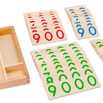 Children's Math Wooden Montessori Number Digital 1-9000 Cards Toys for Students Learning Small Size