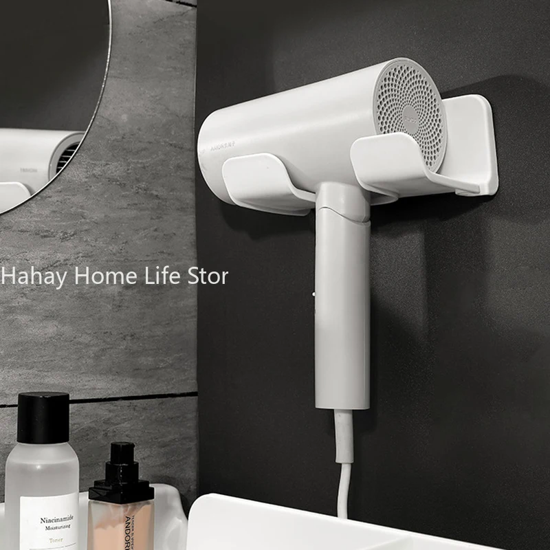 Hair Dryer Holder Wall Mounted Hair Straightener Dryer Hair Stand Bathroom Organizer Shelves Washroom Organization Shelves