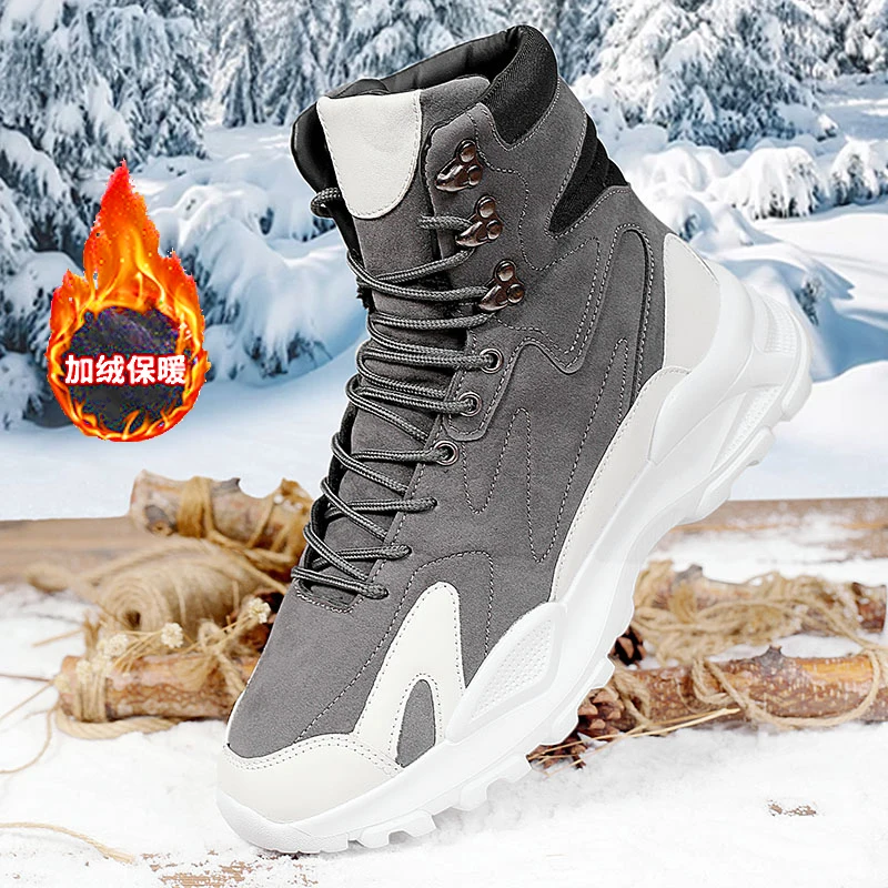 

Men's Winter Boots Warm Waterproof Non-Slip Plush Sneakers Shoes - Winter Slippers Male Tenis Boots