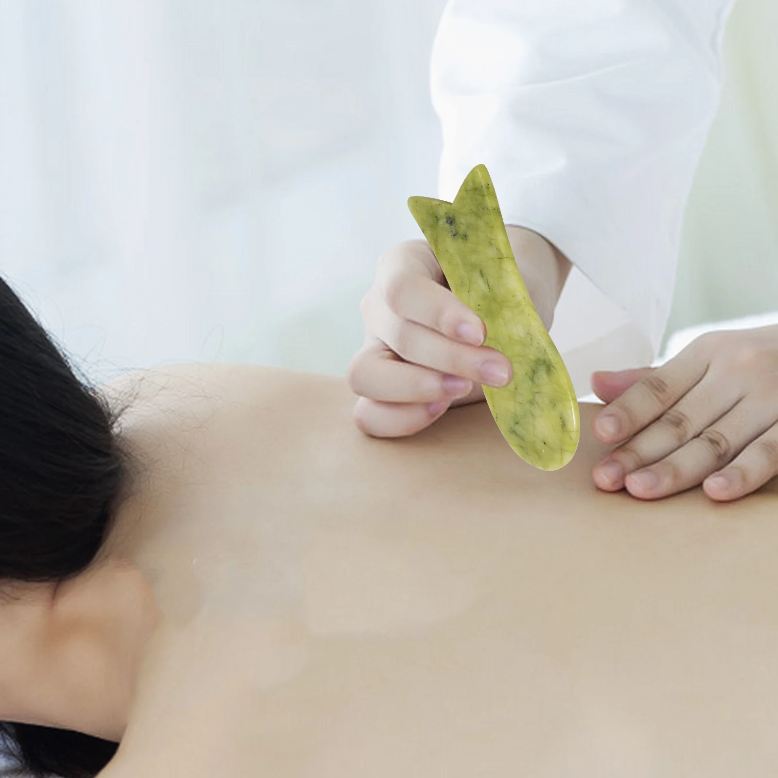 

2Pcs Jade Scrapping Facial Care Tool Natural Spa Massage Plate for Neck Shoulder Back Promoting Blood Circulation Immunity Skin