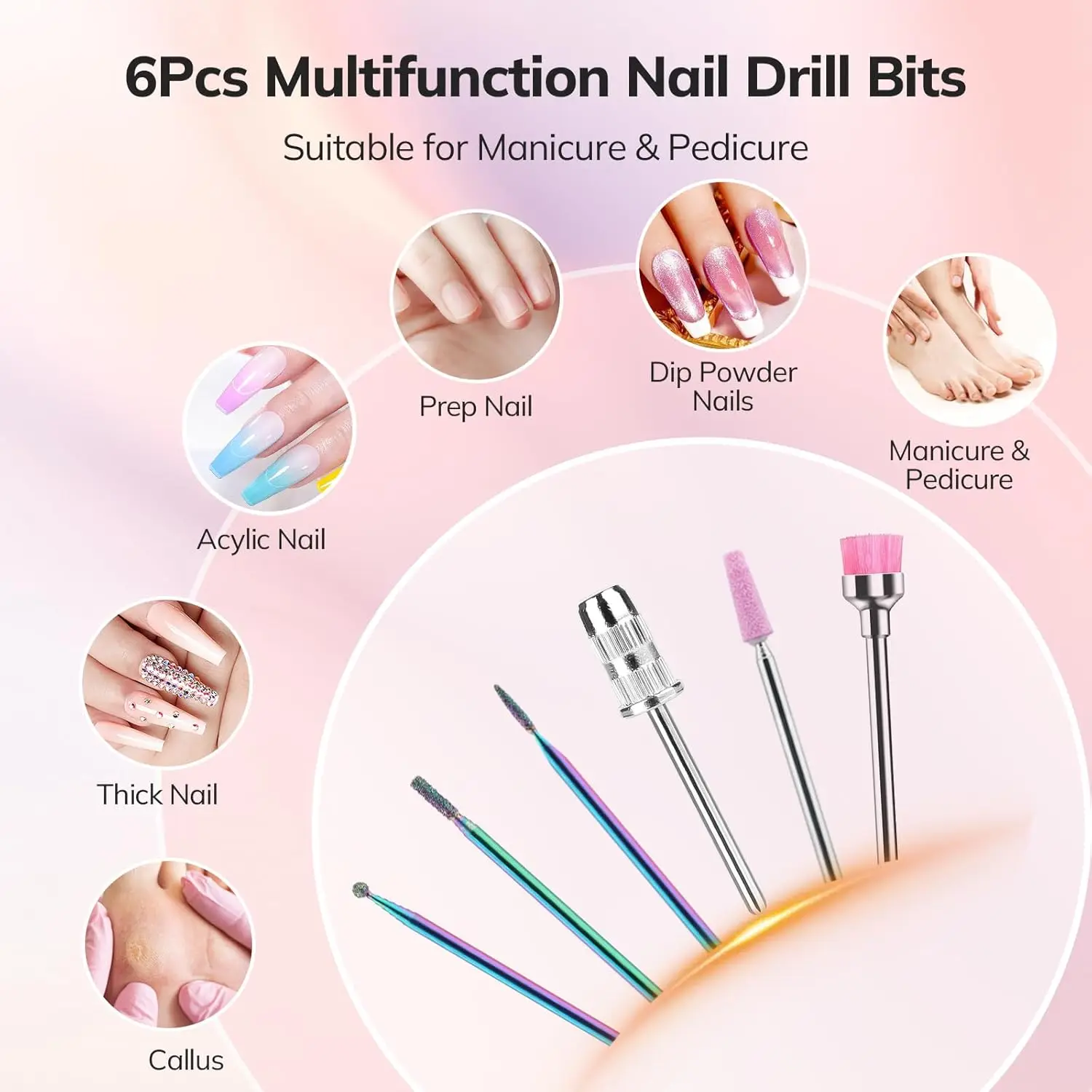 Professional Cordless Nail Drill Machine, 35000RPM Electric File for Acrylic Gel Nails, Manicure Pedicure Tools - White