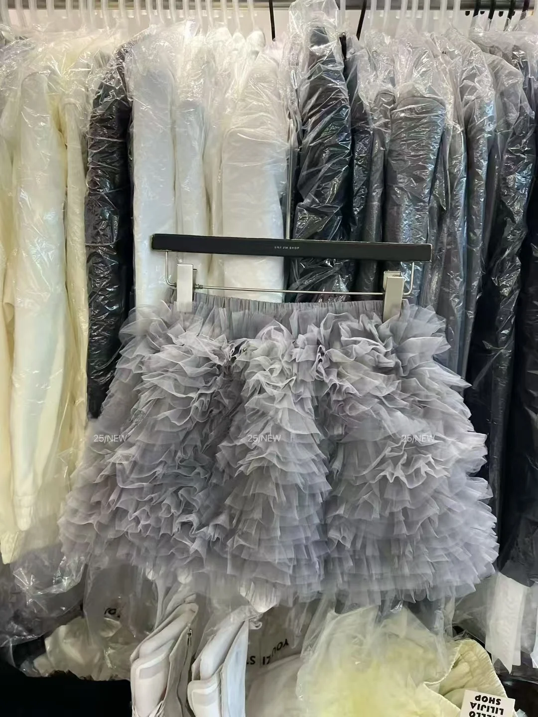 

Elastic Waist Layered Tulle Cake Skirt Women's f-length Anti-exposure orts High-waisted Commute Korean Sle Ruffle Skirt