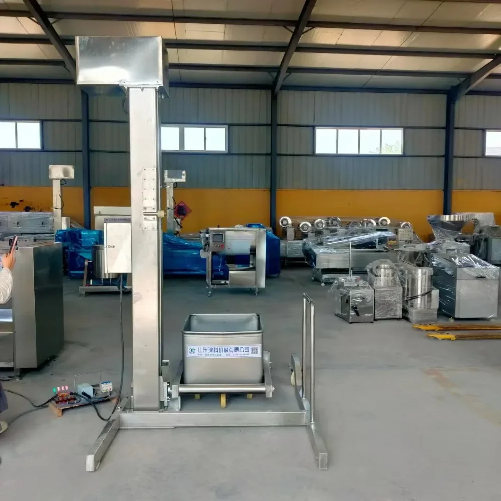 High quality vertical hoist filling mixer planetary stirring frying pan meat grinder feeding machine