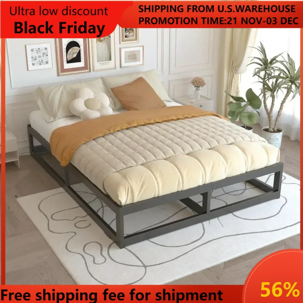 

10 Inch Full Size Bed Frame with Steel Slat Support, Low Profile Full Metal Platform Bed Frame Support Mattress Foundation, No