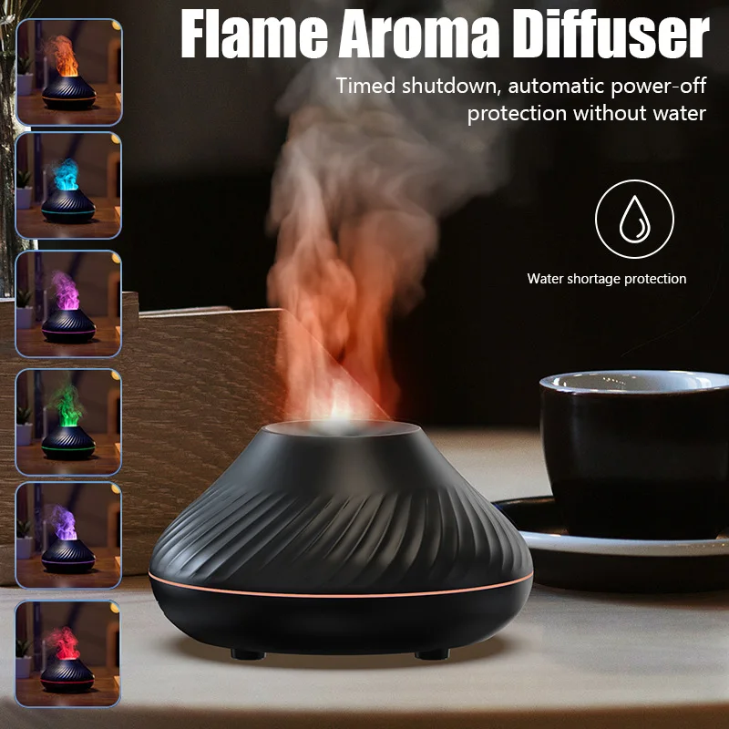 Flame Aroma Diffuser Air Humidifier Home Ultrasonic Mist Maker Fogger Essential Oil Difusor With LED Color Flame Lamp Purifier