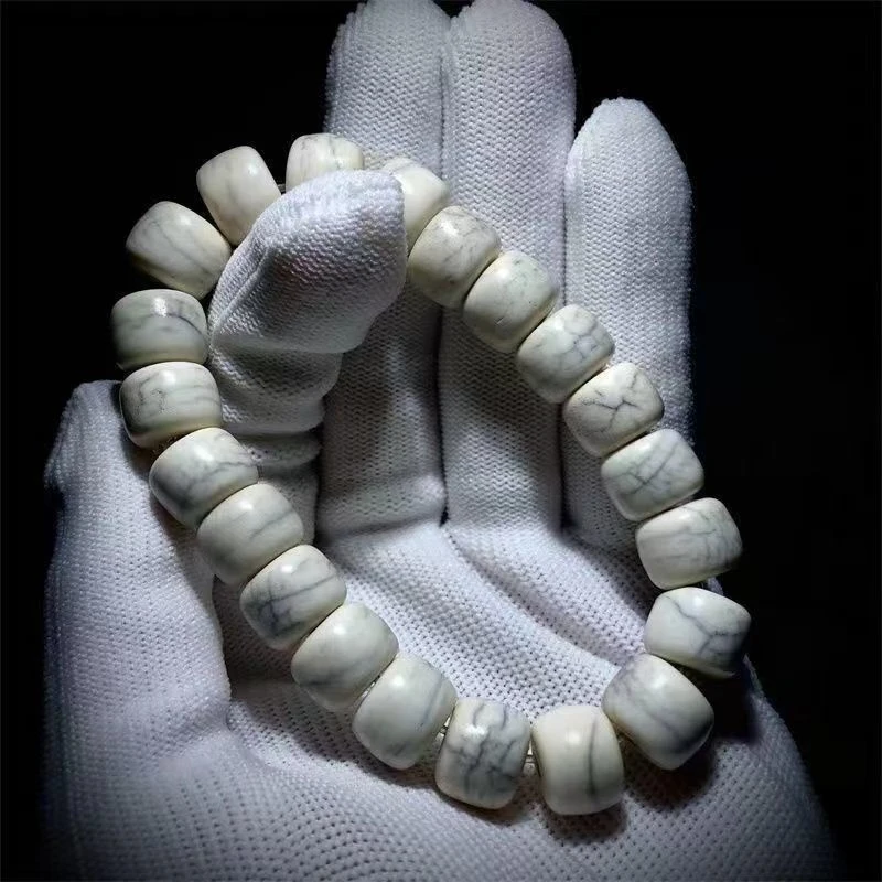 

Браслет из искусственного костяного фарфора с имитацией кости яка, однокольцевой, 12 мм, простой белый, под старинный нефрит.