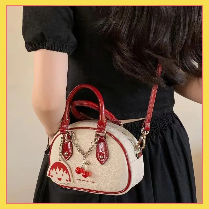 Women\'s 2024 New Trendy Cherry Meatball Co branded Handbag Patent Leather Trendy One Shoulder Diagonal Straddle Small Bag