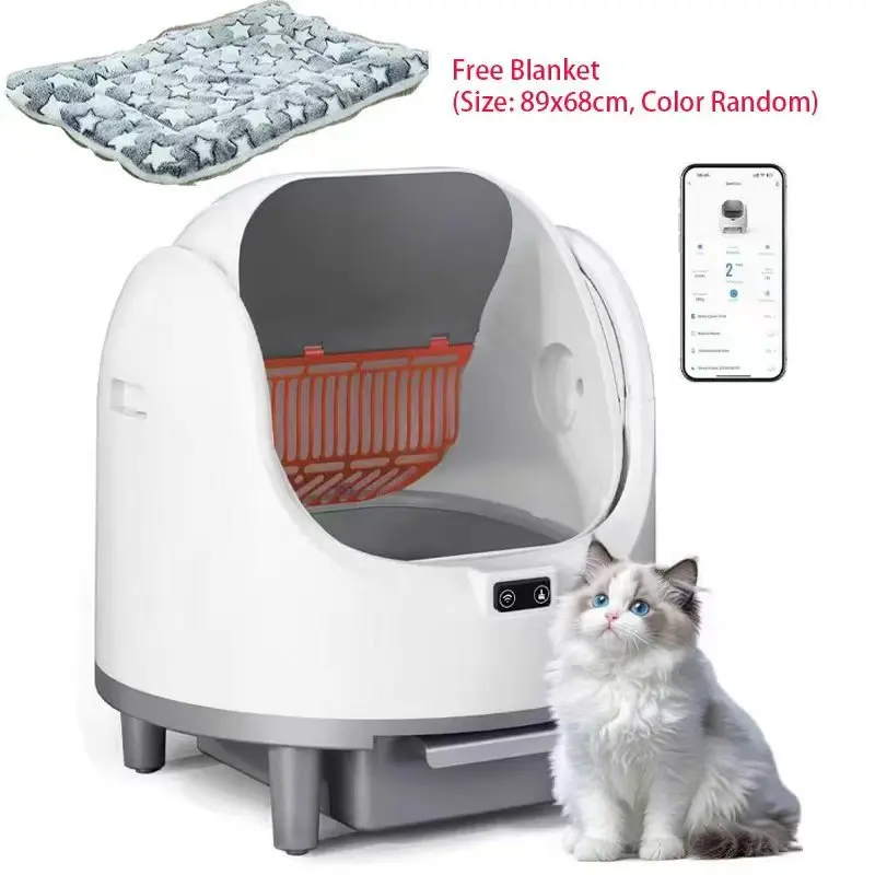 

Automatic Cat Litter Box Easy to Clean Smart Intelligent Cat Toilet Self-Cleaning Semi Closed Cat Litter Box with WIFI Control