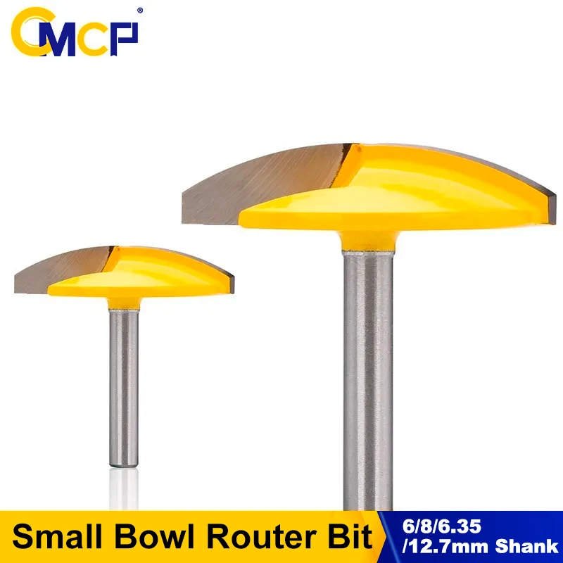 CMCP 1pc 6/8/6.35/12.7mm Shank Small Bowl Router Bit 1-1/2' Radius 1-3/4' Wide Door Knife Woodworking Milling Cutter