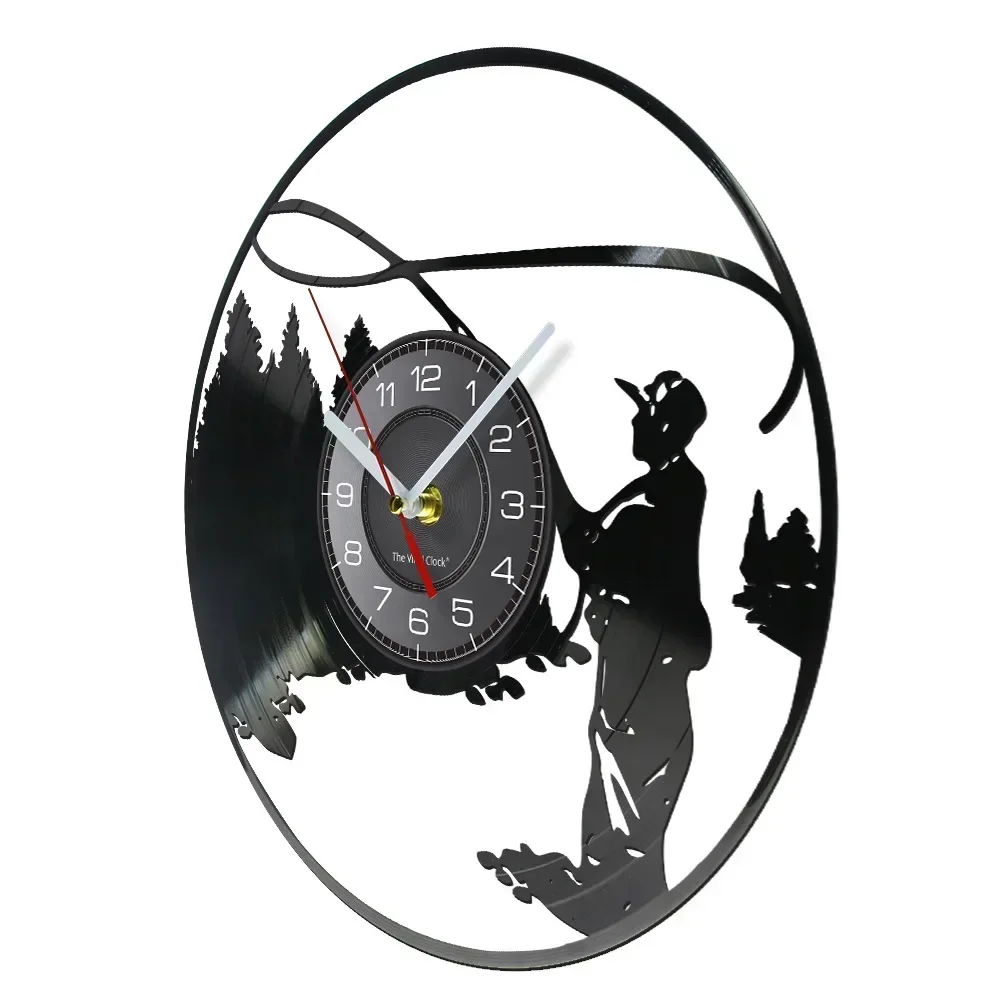 Fisherman Lake View Fishing Art Mural Home Decoration Wall Clock Fishing Vinyl Record Wall Clock Fisherman Men's Gift Wall Watch