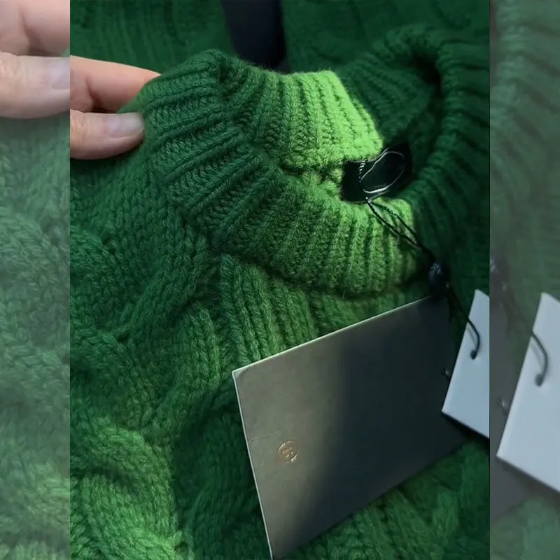 Winter Velvet Cable Knit Turtleneck Sweater Bottle Green Oversized Drop Shoulder Design Thick Warm Layered Outfit Essential