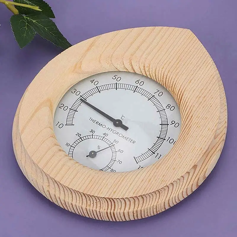 Sauna Thermometer 2 in 1 Wooden Sauna Thermometer Hygrometer Precise Indoor Sauna Hygrothermograph 10 -120℃ Thermometer