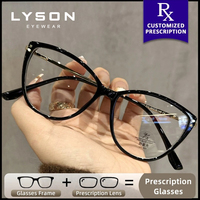 LYSON Cat Eye Women Photochromic Myopia Glasses Anti Blue Light Progressive Prescription Glasses Anti Reflective Reading Eyewear