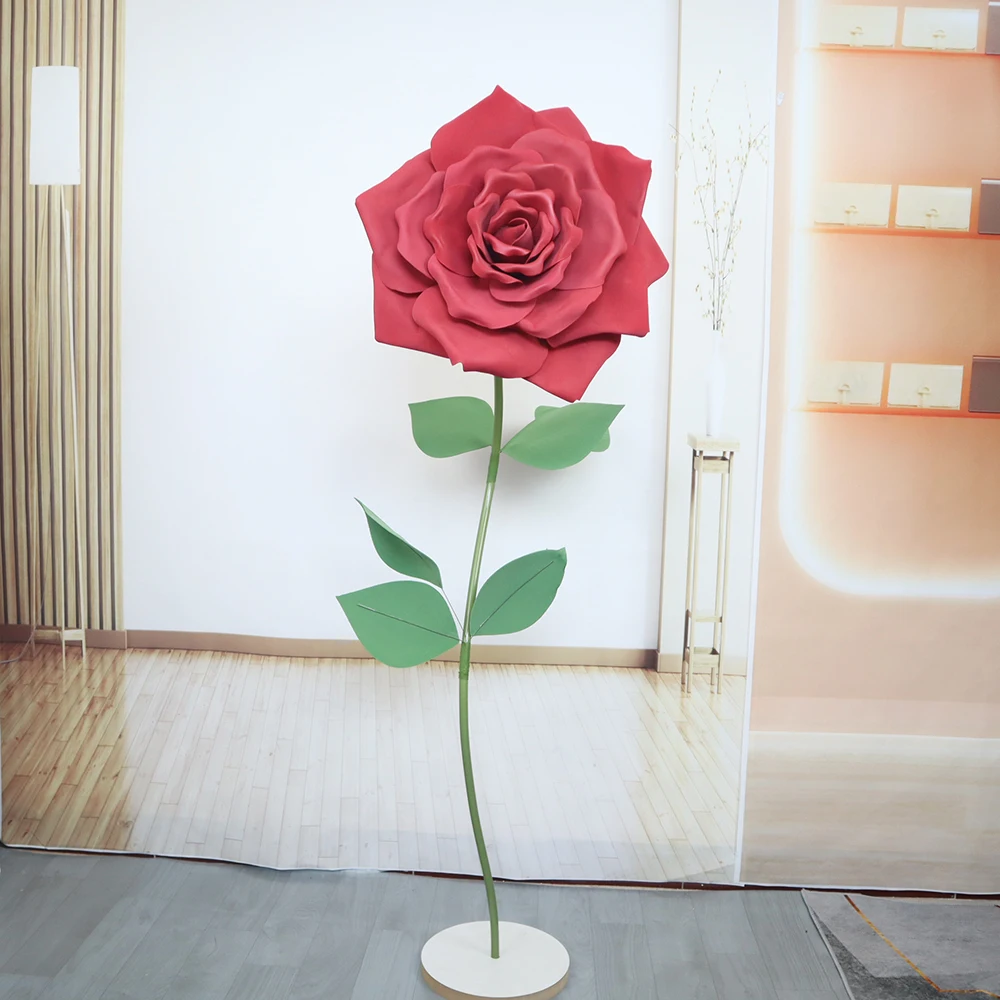 60cm Artificial Crimped Rose Foam Flower Outdoor Christmas Supplies Easter Decorations Photographic Props Yard Garden Decors