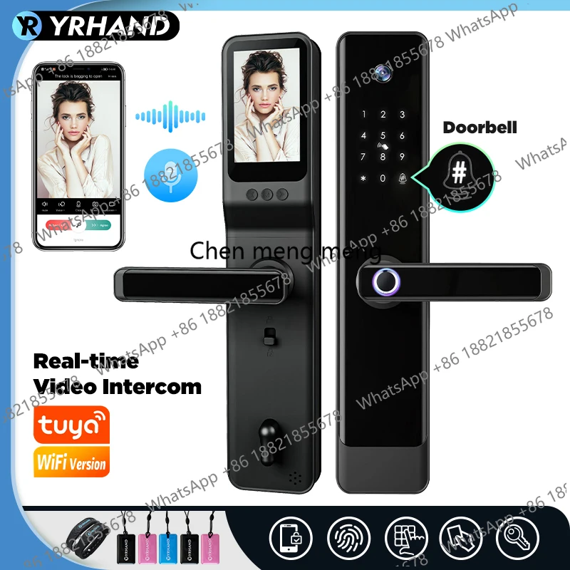 YRHAND Tuya Wifi Camera Video Intercom Lock App Remote Unlocking Digital Electronic Biometrics Waterproof With Screen Smart Lock