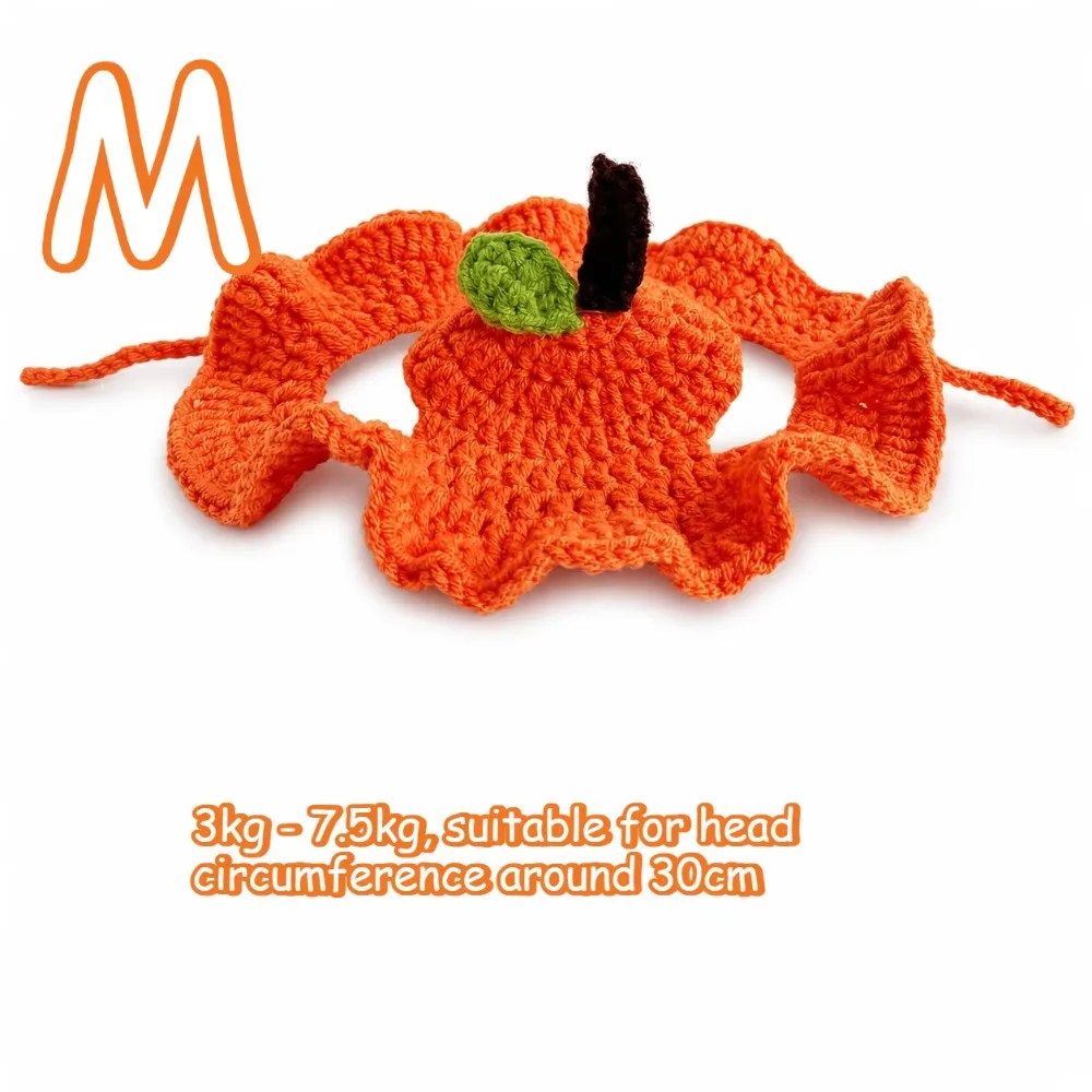 Soft Crochet Orange Peel Pet Hood Adjustable Strap Dress-Up Accessory Pet Costume Headwear Citrus Costume Knitted Yarn Cat Hat