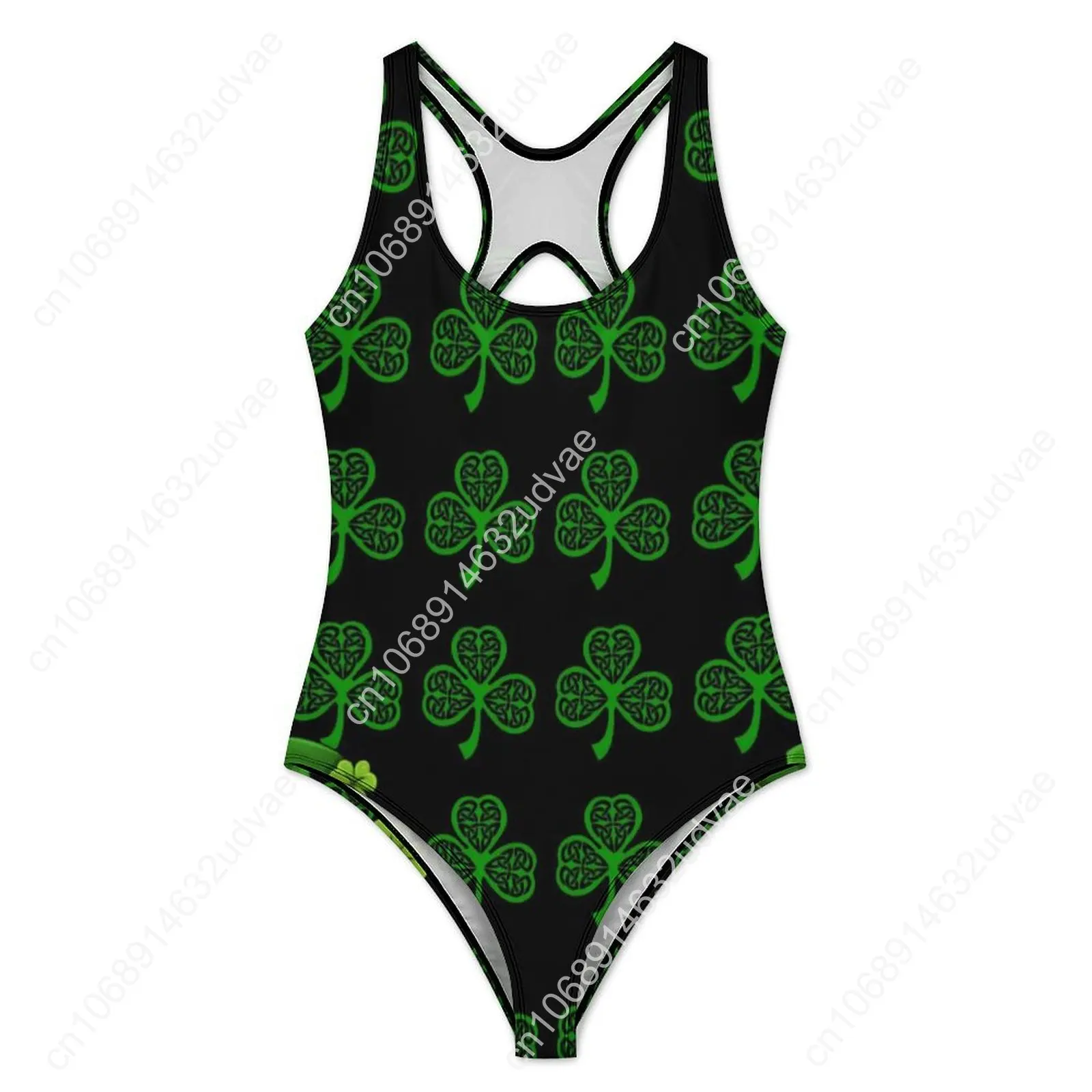 ชุดว่ายน้ําวันเซนต์แพทริค Leprechaun Lucky สีเขียว Shamrock ชุดว่ายน้ําชิ้นเดียว Push Up ชุดว่ายน้ําแฟชั่น Holiday Pool Bodysuit