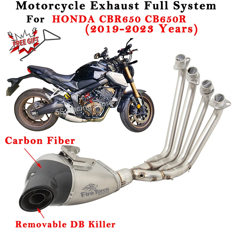 

For CB650R CBR650R CB CBR 650R 650 2019 - 2023 Motorcycle Exhaust Escape Modified Full System Muffler Front Link Pipe DB Killer