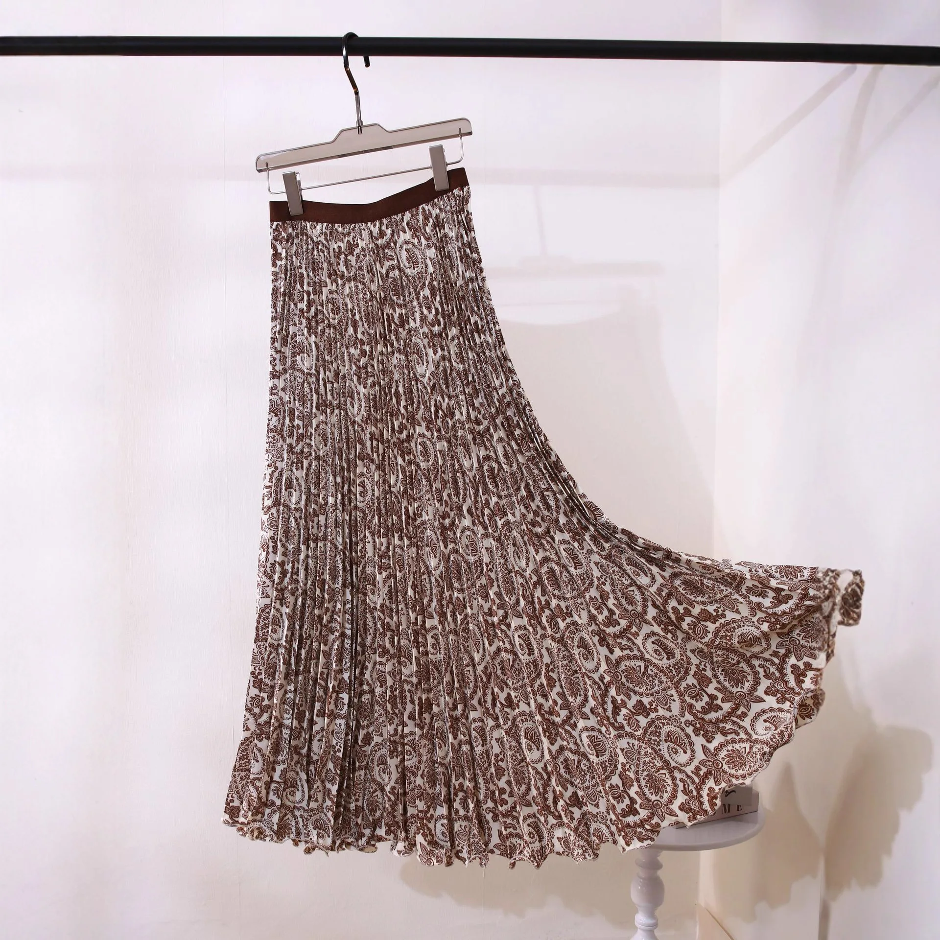 

Высококачественная винтажная юбка с принтом f, классическая длинная юбка трапециевидной формы для поездок на работу, элегантная женская модная зимняя юбка