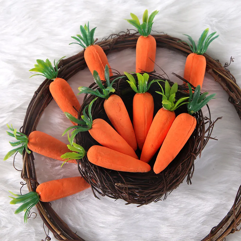 

12pcs Simulated Carrot Decorations High Realism Easter Party Home Holiday Foam Carrot Ornaments Vegetable Models Craft