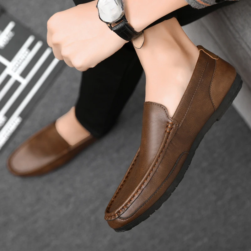 High Quality Leather Loafers Men Casual Shoes Moccasins Slip on Men\'s Flats Fashion Men Boat Shoes Male Driving Shoes Hombre