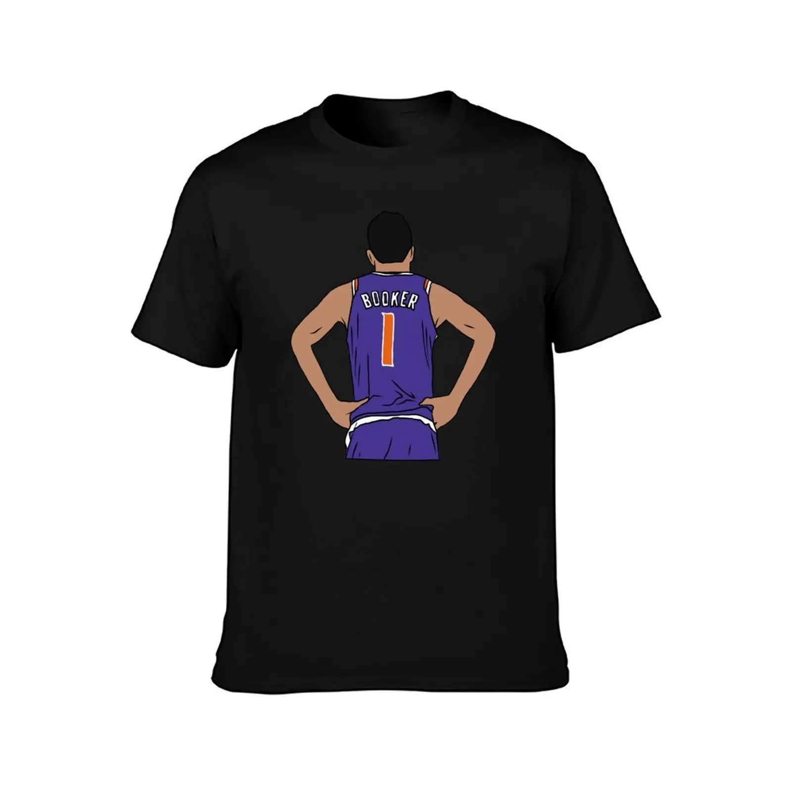 Devin Booker Back-To T-Shirt, Summer Casual Cotton Tee, Oversized Streetwear Tops, Vintage Graphic Print, Loose Fit Short Sleeve