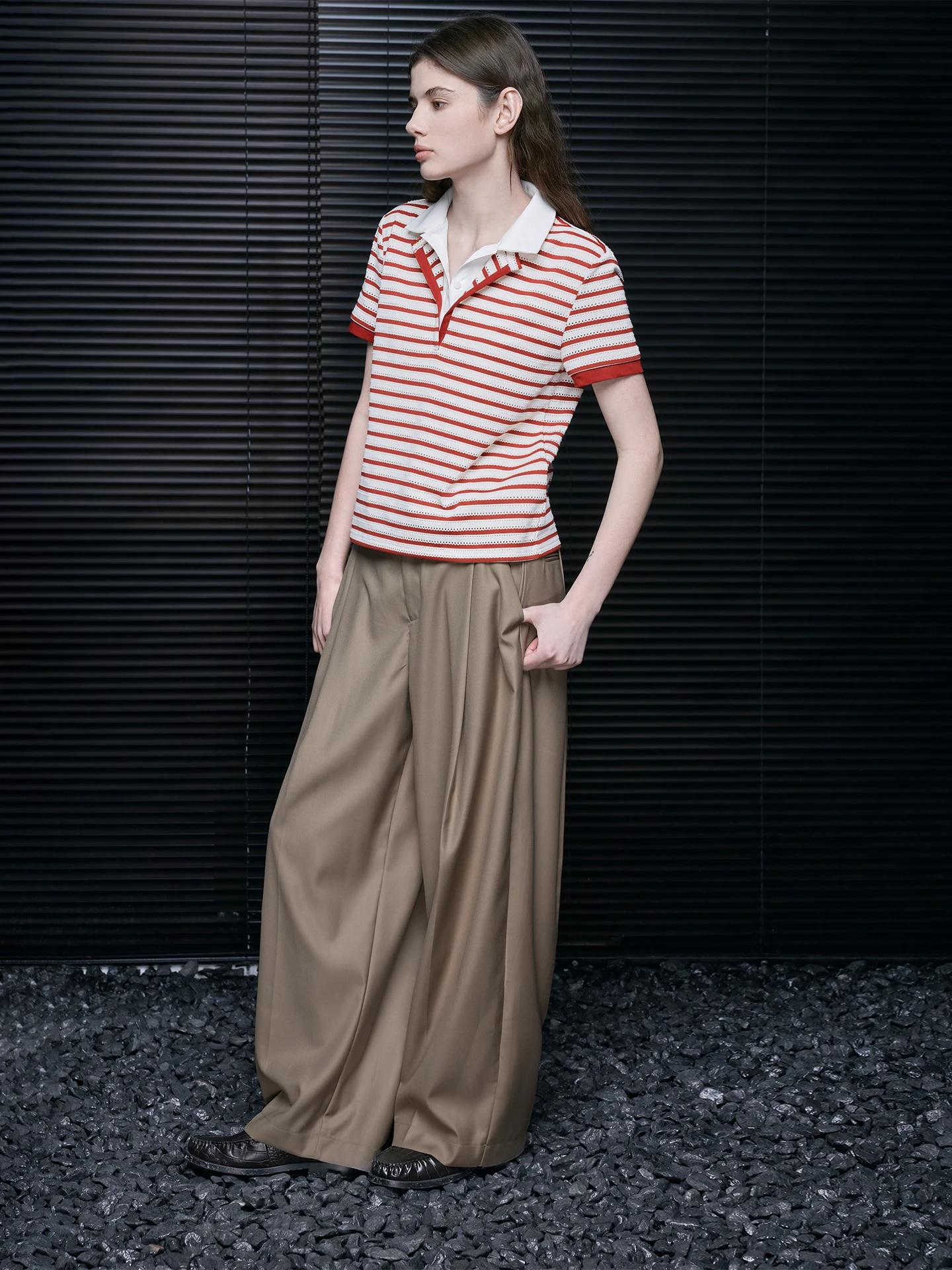 

Retro Striped ort Sve T-irt Women's Loose Lazy Sle Top Summer New Arrival Fake Two-Piece Breathable Polyester