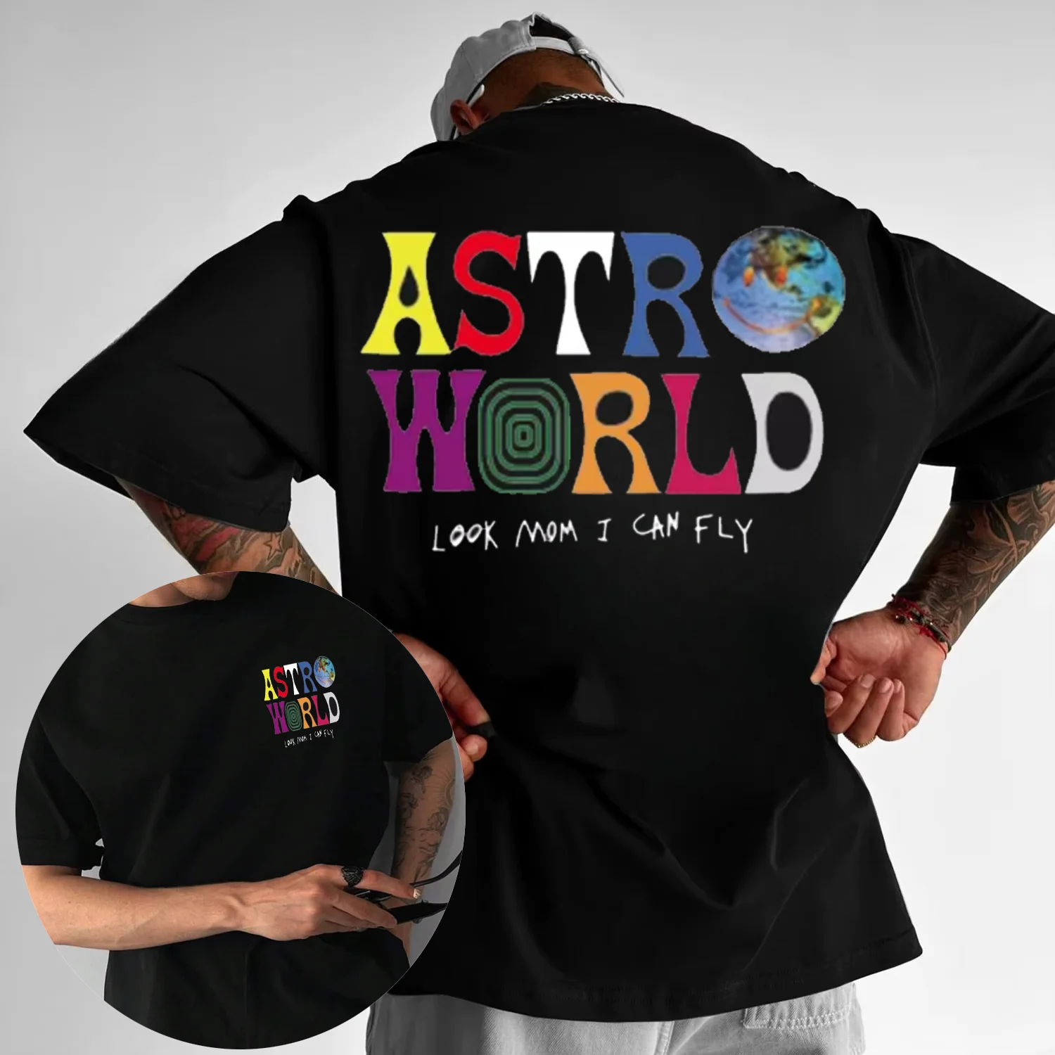 

Мужская и женская футболка из 100% хлопка с принтом Cactus Jack ASTROWORLD 2025 года, уличная одежда в стиле хип-хоп, Watch Mom I Can Fly, летняя Y2K