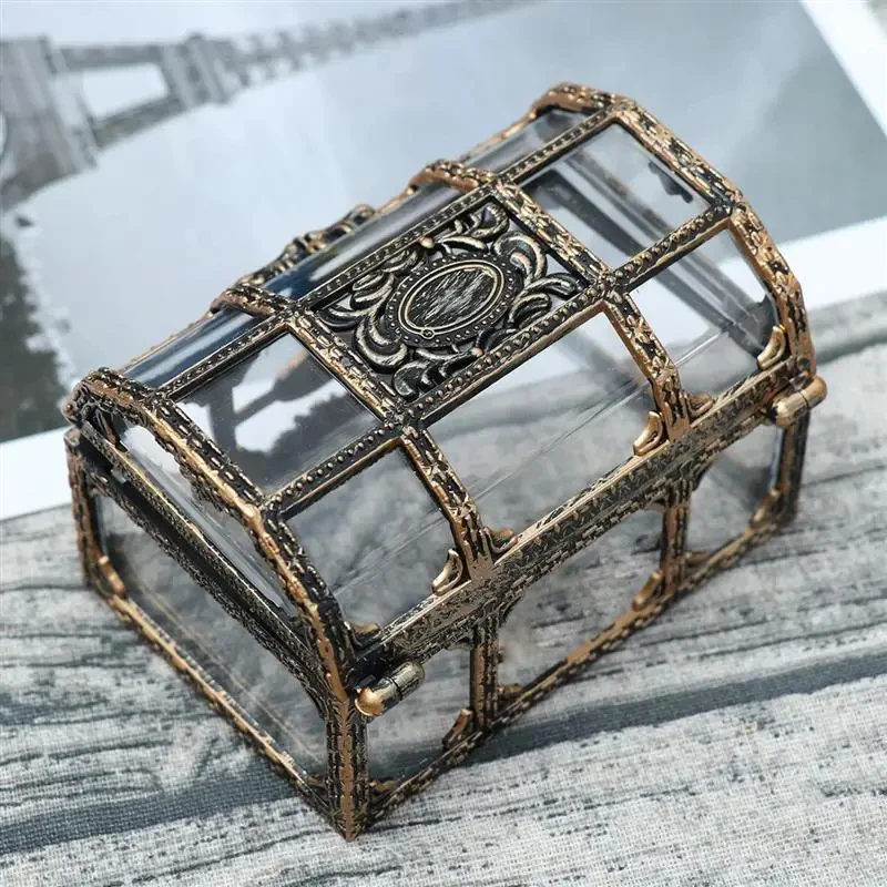 Transparent Pirate Treasure Box Jewelry Organizer Box Plastic Storage Box Container Ring Jewelry Box Desk organizers Money Box