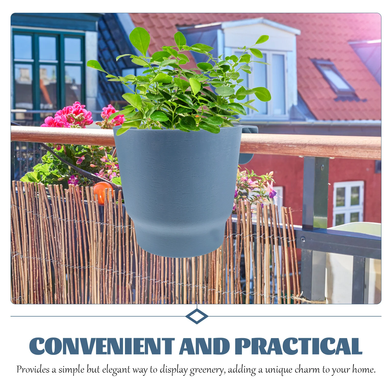 

Balcony Hanging Plant Pot Railing Flowerpot Easy to Decorate Outdoor Indoor Spaces with Elegant Greenery Display Solution