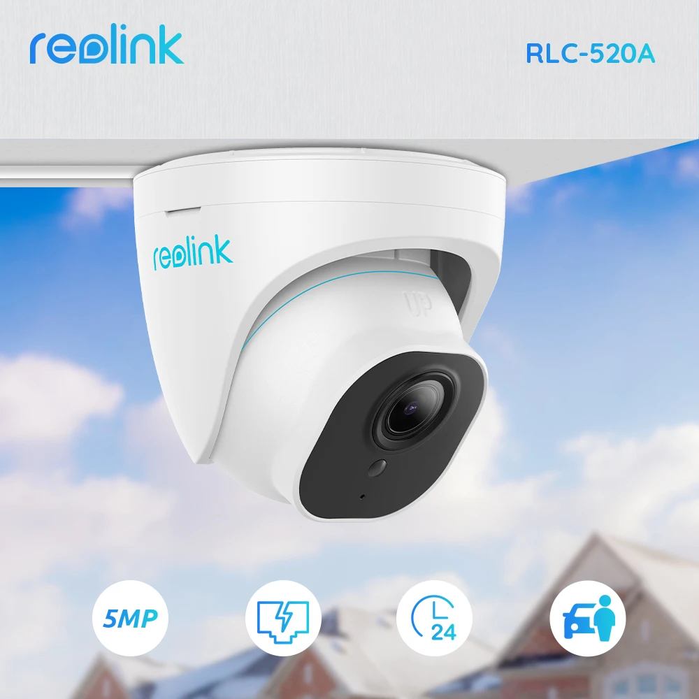 

Reolink Smart IP Camera 5MP PoE Outdoor Camera Dome Infrared Audio 24h Record Human/Car Detection CCTV security camera RLC-520A