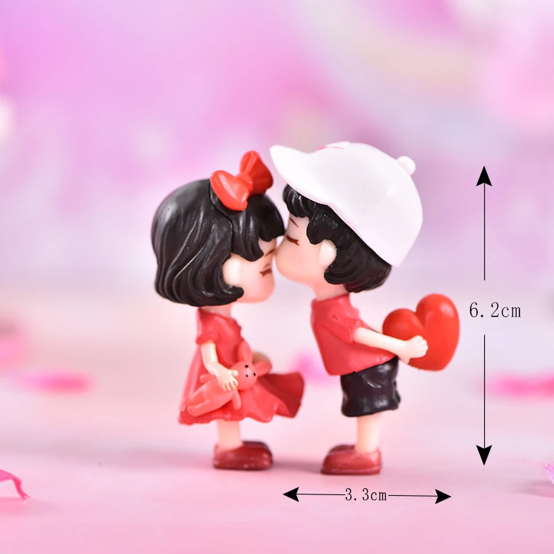 2PCS คนรักตัวเลขคู่ Miniature Desktop Home Decor เด็กผู้หญิงรุ่น Princess Fairy Garden ตุ๊กตาของขวัญวันวาเลนไทน์