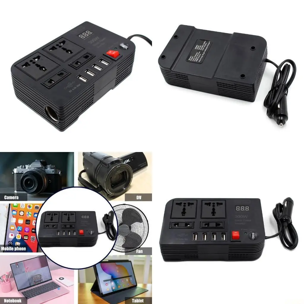 B03F 300W Car Power Inversor for DC 12V to AC 220V Converter Inversor Digital Display