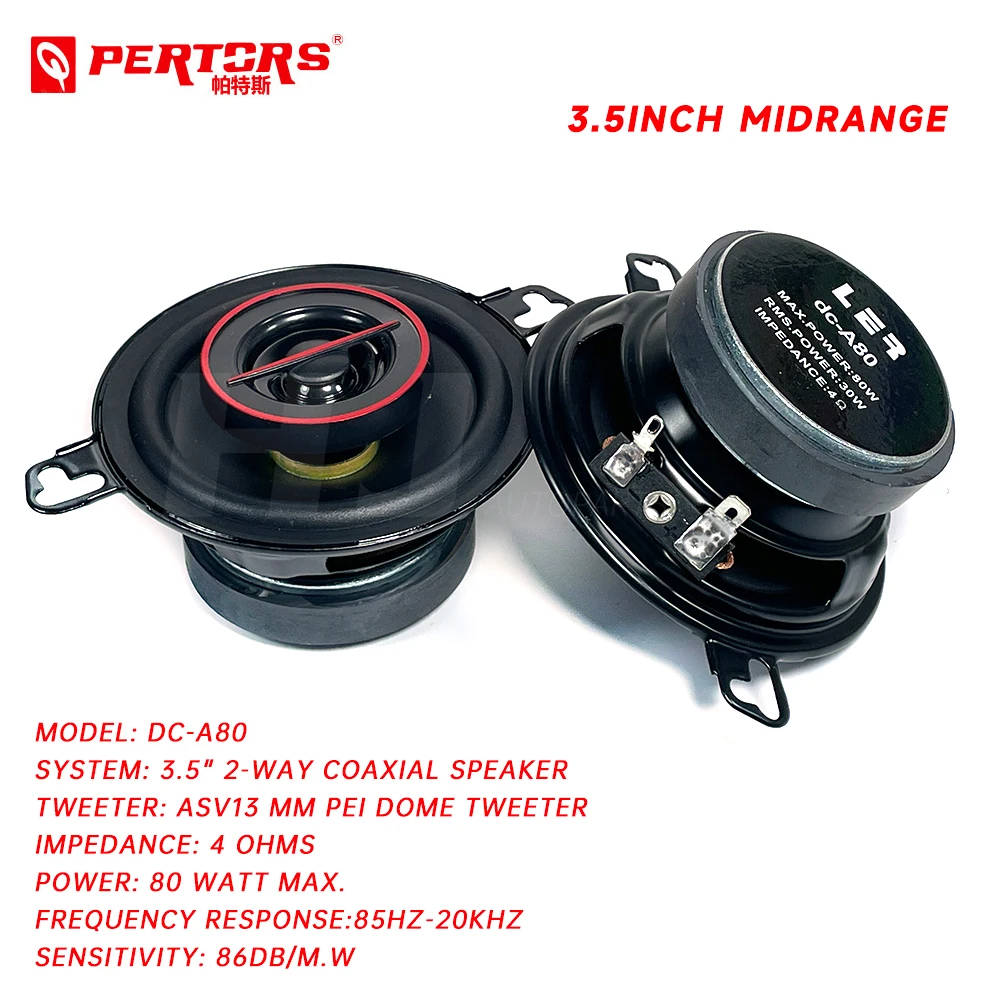 2pcs Car 3.5 Inch 2-way Coaxial Speaker Treble Midrange Speaker Universal 3.5 Midrange Tweeter Car Center Voice Audio Horn