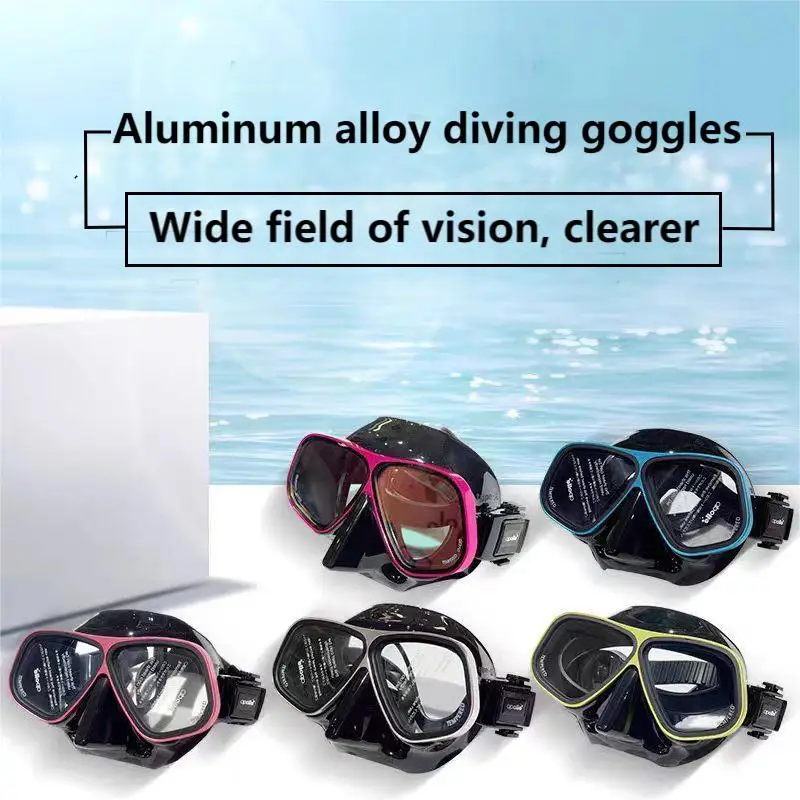 

Color Alloy frame free diving goggles swimming snorkel mask Snorkeling equipment low volume Can be equipped with myopia