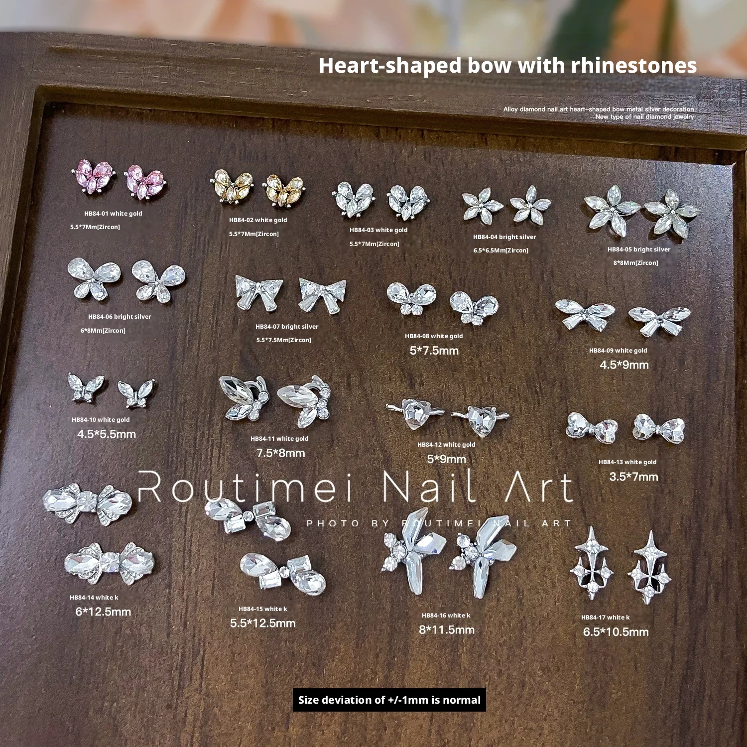 KANIU 2PCS Silver Zircon Mini Butterfly Nail Charms 3D Finished Butterfly Flower Zircon Nail Art Decoration DIY Nail Accessories