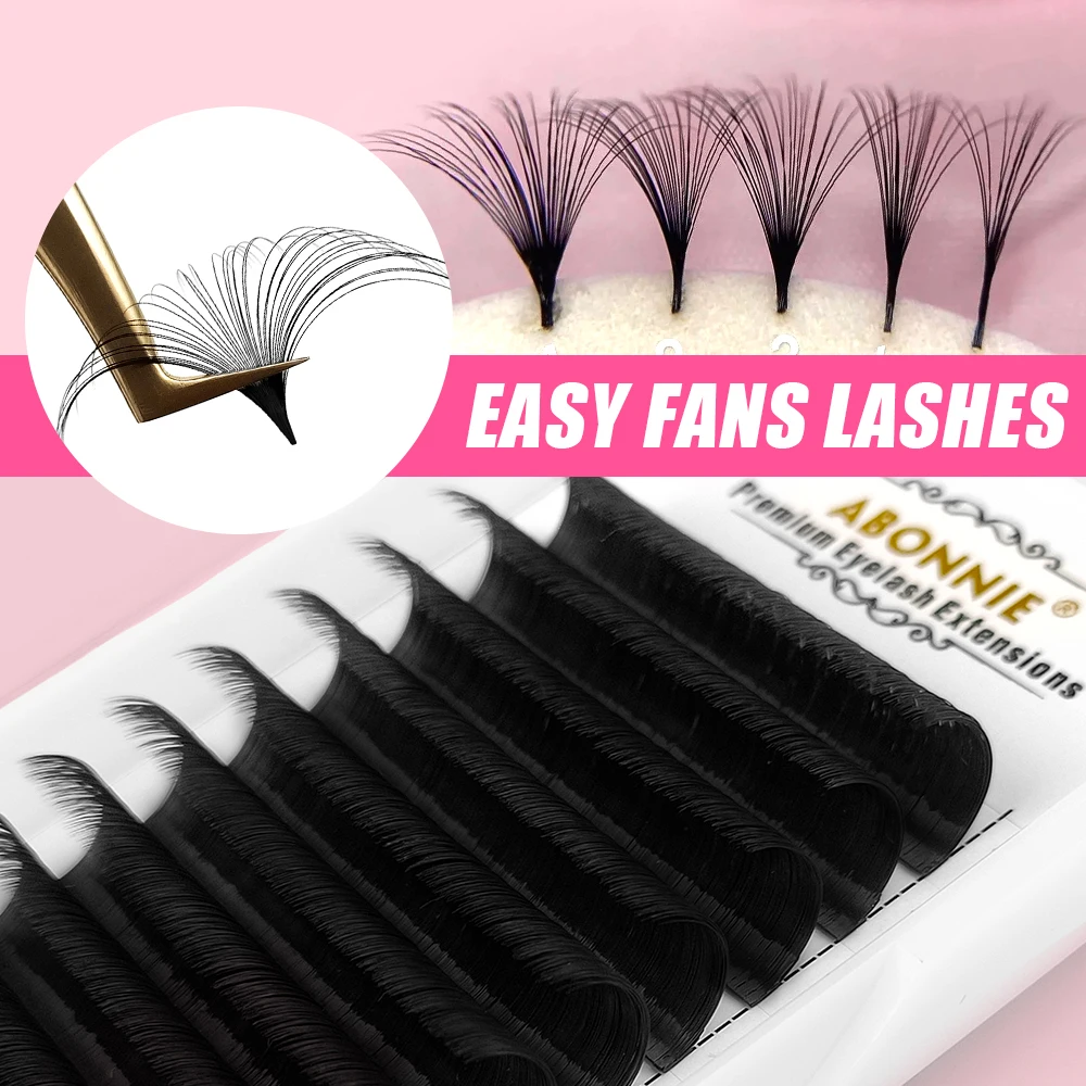 Abonnie Less Glue Auto Fanning Lashes Extensions Easy Fan Eyelash Mega Volume Eyelashes Extensions Fluffy Cilios Fans