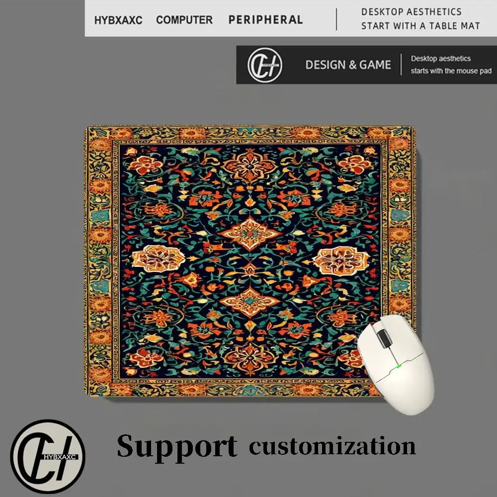 HD European Retro Square Mousepad Persian Pattern Mouse Pad Keyboard Portable Desk Mat Deskmat Office PC Accessories Gifts